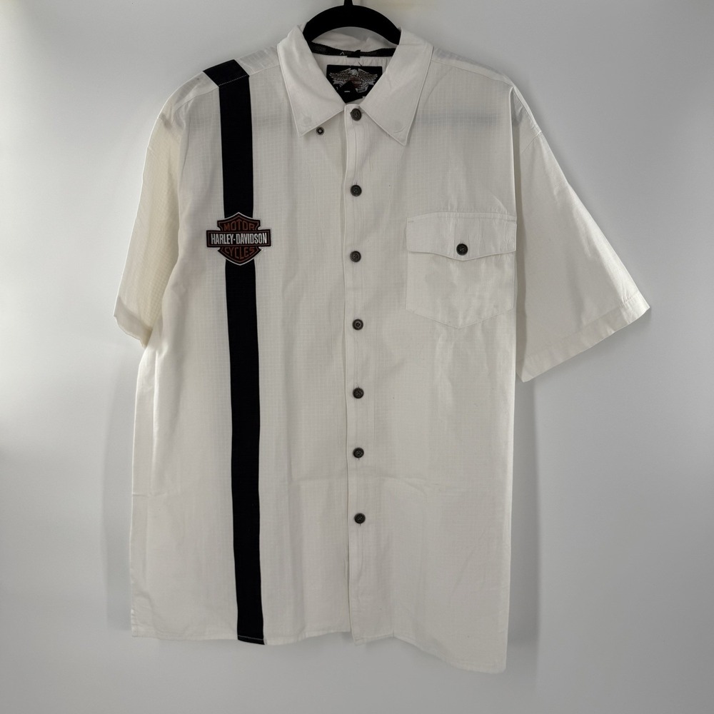 Harley Davidson Shirt Mens Large Ripstop Button Down Motorcycle Biker Vintage